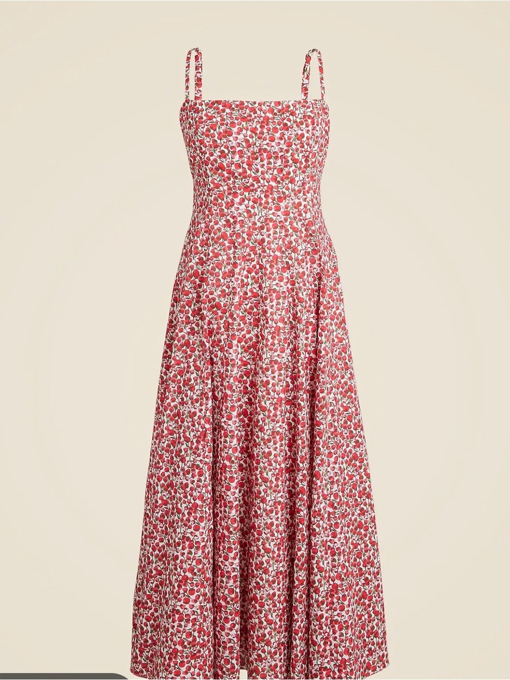 J.Crew Red Floral Spaghetti-Strap Maxi Dress